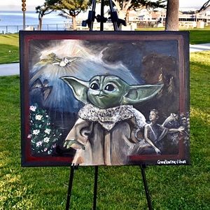 ⚜️ Acrylic painting “Baby Yoda and divine Grace”, Star Wars Din Grogu  Star Wars